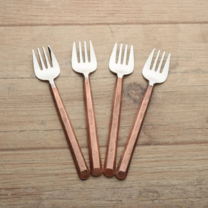 PLATEAU COPPER PASTRY/DESERT FORKS 4 PC. SET
