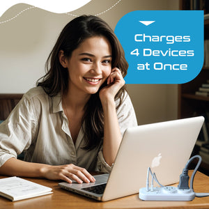 Compact Travel Power Strip - 2 US Outlets, USB & USB-C Ports - Grounded (PS-2U+) - TRAPSKI