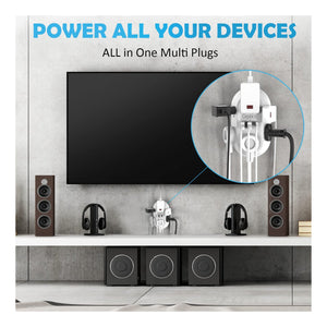 Wall Power Strip Charger by Ceptics - Small & Compact - Surge Protector 1800J - Grounded Dual USB - 6 USA Outlets Input (PS-6B-3U)