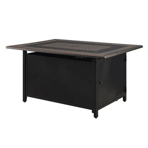 Perkins 48" Rectangular Cane-weave Aluminum Convertible Gas Fire Pit Table