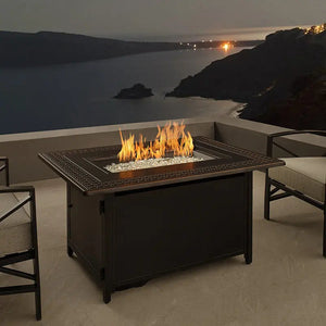Perkins 48" Rectangular Cane-weave Aluminum Convertible Gas Fire Pit Table