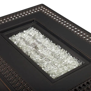 Perkins 48" Rectangular Cane-weave Aluminum Convertible Gas Fire Pit Table