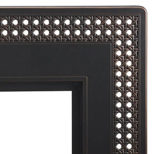 Perkins 48" Rectangular Cane-weave Aluminum Convertible Gas Fire Pit Table