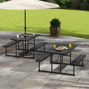 Picnic Table Bench Set for 2-4 People Outdoor Rectangular Camping Dining Table