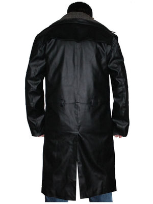 Plain Long Leather Winter Coat