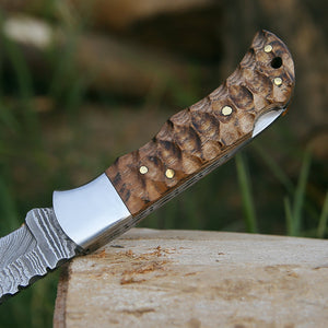 Thunderbolt Pocket Knife with Forged Charred Ash Wood Handle