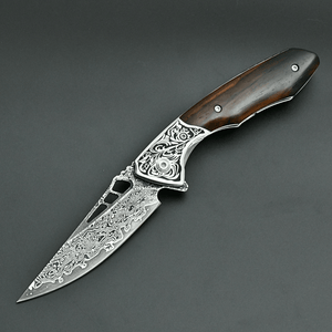 Artemis Japanese VG10 Damascus Pocket Knife with Clip & Exotic Red Sandal Wood Handle