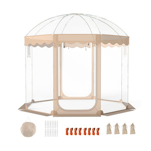 Pop Up Bubble Tent 10x10 FT for 8-10 People Weatherproof Pod with 540° Panoramic Clear PVC