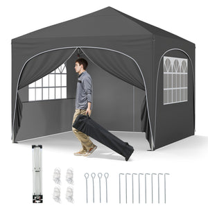 10 X 10 FT Pop up Canopy Tent with 4 Removable Sidewall