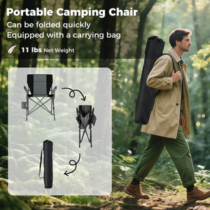 Portable Folding Oxford Cloth Camping Chair with Cup Holder and Side Pocket