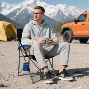 Portable Folding Oxford Cloth Camping Chair with Cup Holder and Side Pocket