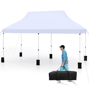 10 X 20 FT Pop up Canopy Tent Foldable Portable Outdoor Gazebo with Carry Bag-Blue