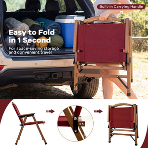 Portable and Lightweight Folding Camping Chair for Patio Picnic Leisure Fishing Travel Beach-Red
