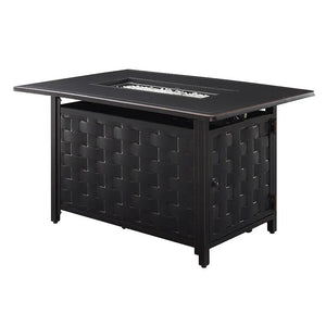 Preston 44" Rectangular Basketweave Aluminum Convertible Gas Fire Pit Table