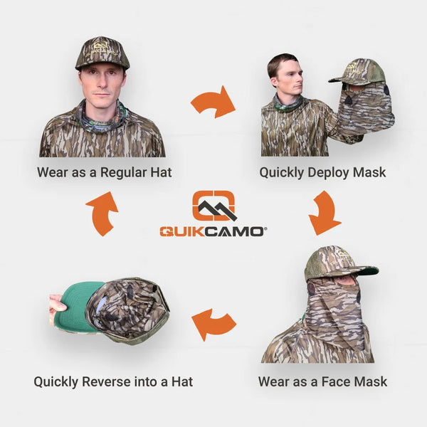 2-in-1 FRONT Face Mask and Camo Hat for Duck Hunting