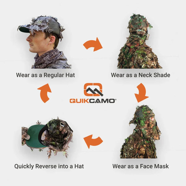 2-in-1 REAR Leafy Face Mask and Camo Hat (Fitted)