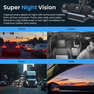 Rexing R4-RD 4-Channel Dash Cam with All-Around 1080p, Built-in 360° Parking Monitor, Wi-Fi, GPS, IR Night Vision
