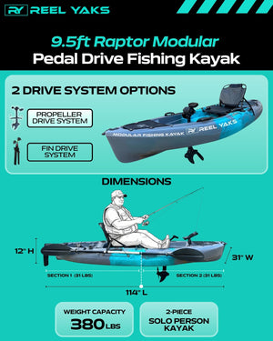 Raptor 9.5ft Propeller Drive Modular Fishing Kayak