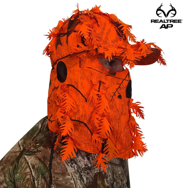 2-in-1 FRONT Leafy Face Mask and Camo Hat (Adjustable,OSFM)