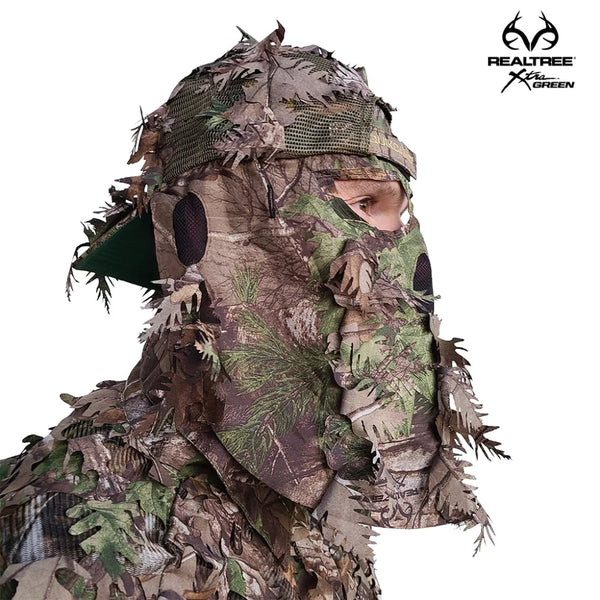 2-in-1 REAR Leafy Face Mask and Camo Hat (Fitted)