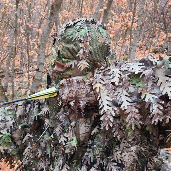 2-in-1 REAR Leafy Face Mask and Camo Hat (Fitted)