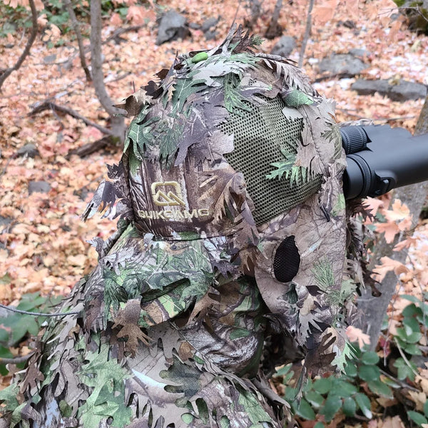 2-in-1 REAR Leafy Face Mask and Camo Hat (Fitted)