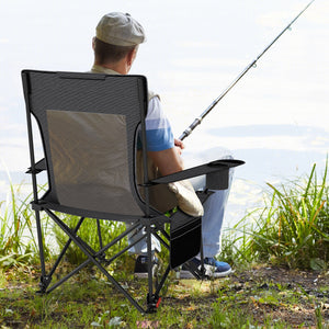 Reclining Camping Chair with Removable Footrest and Adjustable Backrest