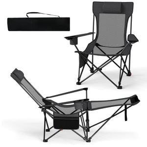Reclining Camping Chair with Removable Footrest and Adjustable Backrest
