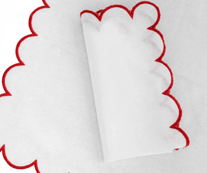 Red Fabric Napkins - Scalloped