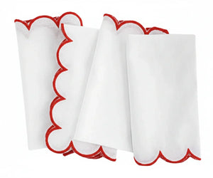 Red Scalloped Edge Napkins - LongWave