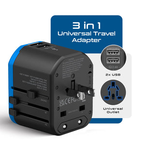 All-In-One International Travel Plug Adapter - 2 USB Ports (UP-8KU) - TRAPSKI