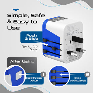 All-In-One International Travel Plug Adapter - 4 USB Ports (UP-9KU) - TRAPSKI