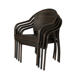 Rhodos Cafe Stacking Chairs in Mocha All-Weather Wicker - Set of 4