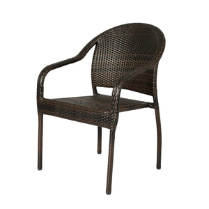 Rhodos Cafe Stacking Chairs in Mocha All-Weather Wicker - Set of 4
