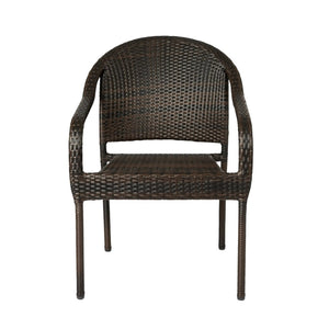 Rhodos Cafe Stacking Chairs in Mocha All-Weather Wicker - Set of 4