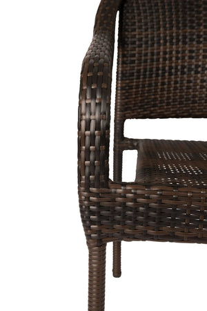 Rhodos Cafe Stacking Chairs in Mocha All-Weather Wicker - Set of 4