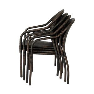 Rhodos Cafe Stacking Chairs in Mocha All-Weather Wicker - Set of 4
