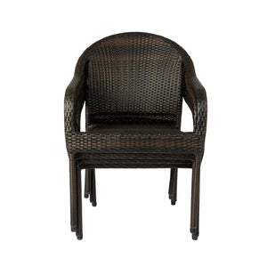 Rhodos Cafe Stacking Chairs in Mocha All-Weather Wicker - Set of 4