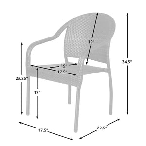 Rhodos Cafe Stacking Chairs in Mocha All-Weather Wicker - Set of 4