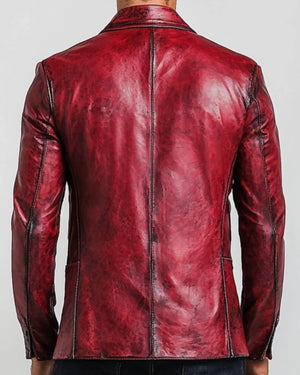Rory Red Leather Blazer – Stylish Leather Blazer for Men