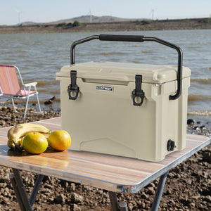 25 QT Hard Cooler with Aluminum Handle and Integrated Cup Holders