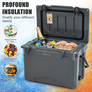 25 QT Hard Cooler with Aluminum Handle and Integrated Cup Holders