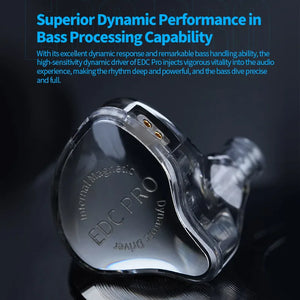 KZ EDC Pro Wire Earphone Large Dynamic Drivers Monitor Bass In-ear Headphone Cancelling Headset with Detachable Audio Cable