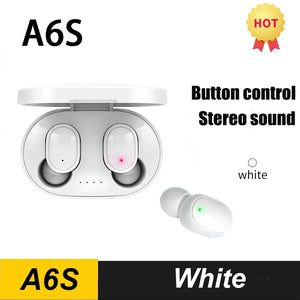 Original A6S TWS Bluetooth Headphone Wireless Earphone Stereo Headset Sport Earbuds With Microphone  Charging box For Smartphone