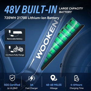 Electric Bike 26" x 4.0 Fat Tire Electric Bike,Peak 1500W Motor EBike for Adults with 48V 720WH Removable Battery, Up to 60Miles