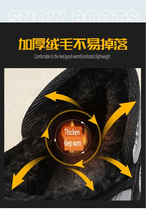 Winter Snow Boots, Men's Insulated Warm Cotton Boots, Anti-slip and Wear-resistant Hiking Shoes, Casual Outdoor Boots