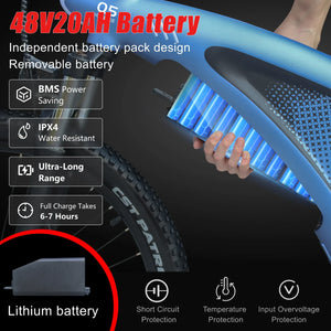 HX Q5 Ebike 2000W Adults Electric Bike 85Nm 57KM/H Electric Bicycle 27.5*2.25 Inch Removable battery Electric Mountain Bike