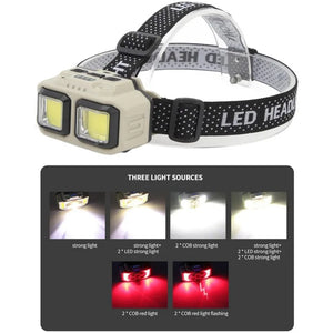 USB Rechargeable COB LED Powerful Headlamp Torch Waterproof  Head Light for Outdoor Camping Fishing Hunting Search Lantern Torch