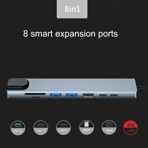 USB 3.0 Type C HUB USB C Docking Station to HDMI 4K 30HZ Type C to RJ45 100Mbps Ethernet Adapter VGA Extender Headphone PD 100W