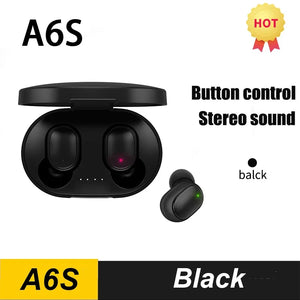 Original A6S TWS Bluetooth Headphone Wireless Earphone Stereo Headset Sport Earbuds With Microphone  Charging box For Smartphone